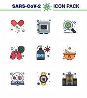 9 Filled Line Flat Color viral Virus corona icon pack such as hand wash lungs securitybox protect security viral coronavirus 2019nov disease Vector Design Elements