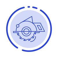 Saw Building Circular Saw Construction Repair Blue Dotted Line Line Icon vector