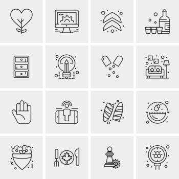 16 iconos de negocios universales vector ilustración de icono creativo para usar en proyectos relacionados con la web y dispositivos móviles