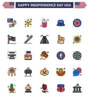 25 Creative USA Icons Modern Independence Signs and 4th July Symbols of maony american alcohol american hat Editable USA Day Vector Design Elements