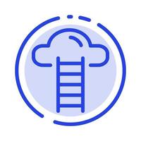 Stair Cloud User Interface Blue Dotted Line Line Icon vector