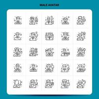 OutLine 25 Male Avatar Icon set Vector Line Style Design Black Icons Set Linear pictogram pack Web and Mobile Business ideas design Vector Illustration