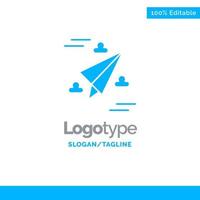 Web Design Paper Fly Blue Solid Logo Template Place for Tagline vector