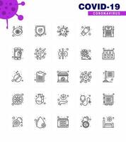 Coronavirus Prevention 25 icon Set Blue care hand shield glove life viral coronavirus 2019nov disease Vector Design Elements