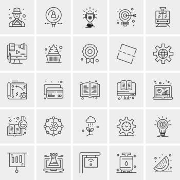 25 iconos de negocios universales vector ilustración de icono creativo para usar en proyectos relacionados con la web y dispositivos móviles