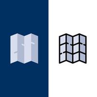 Map Location Motivation  Icons Flat and Line Filled Icon Set Vector Blue Background