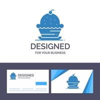 Creative Business Card and Logo template Cake Dessert Muffin Sweet Thanksgiving Vector Illustration