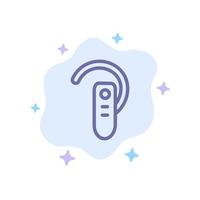 Accessory Bluetooth Ear Headphone Headset Blue Icon on Abstract Cloud Background vector