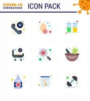 Coronavirus Prevention Set Icons 9 Flat Color icon such as find wheels blood hospital strature viral coronavirus 2019nov disease Vector Design Elements