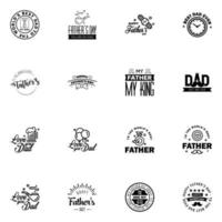 16 Black Happy Fathers Day Design Collection A set of twelve brown colored vintage style Fathers Day Designs on light background Editable Vector Design Elements