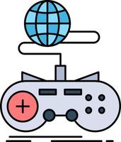 Game gaming internet multiplayer online Flat Color Icon Vector