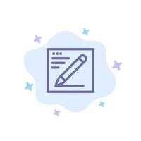 Browser Pencil Text Education Blue Icon on Abstract Cloud Background vector