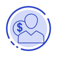 Client User Costs Employee Finance Money Person Blue Dotted Line Line Icon vector