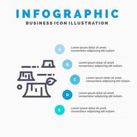 daño deforestación destrucción entorno línea icono con 5 pasos presentación infografía fondo vector