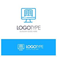 Computer Book OnTechnology Blue outLine Logo with place for tagline vector