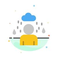 Man Cloud Rainy Abstract Flat Color Icon Template vector