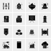 16 iconos de negocios universales vector ilustración de icono creativo para usar en proyectos relacionados con la web y dispositivos móviles