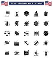 Modern Set of 25 Solid Glyph and symbols on USA Independence Day such as love irish drink ireland flag Editable USA Day Vector Design Elements
