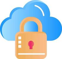 Cloud Network Lock Locked  Flat Color Icon Vector icon banner Template