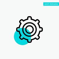 Gear Setting Cogs turquoise highlight circle point Vector icon