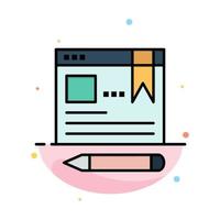 Browser Text Pen Education Abstract Flat Color Icon Template vector