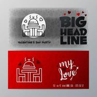 Valentines Day Big Banner Template Red Background vector