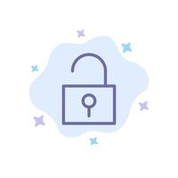 Lock Unlocked User Interface Blue Icon on Abstract Cloud Background vector