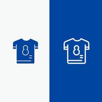 kit de fútbol camiseta de jugador línea de fútbol y glifo icono sólido bandera azul línea y glifo icono sólido bandera azul vector