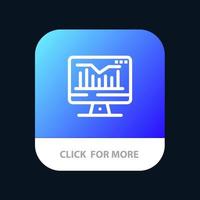 Computer Static Graph Monitor Mobile App Button Android and IOS Line Version vector