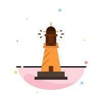 Lighthouse House Light Beach Ocean Abstract Flat Color Icon Template vector