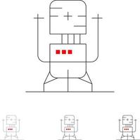 Biochip Bot Future Machine Medical Bold and thin black line icon set vector