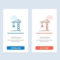 Crane Building Construction Constructing Tower  Blue and Red Download and Buy Now web Widget Card Template vector