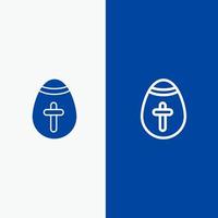 huevo de pascua huevo vacaciones vacaciones línea y glifo icono sólido banner azul línea y glifo icono sólido bandera azul vector