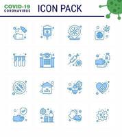 16 Blue Coronavirus Covid19 Icon pack such as experiment virus health care bacteria infection place viral coronavirus 2019nov disease Vector Design Elements