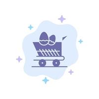 Cart Trolley Easter Shopping Blue Icon on Abstract Cloud Background vector