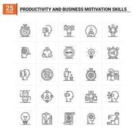 25 Productivity And Business Motivation Skills icon set vector background