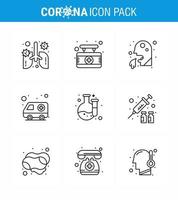 Coronavirus Precaution Tips icon for healthcare guidelines presentation 9 Line icon pack such as transport car sign ambulance man viral coronavirus 2019nov disease Vector Design Elements