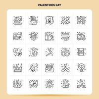 OutLine 25 Valentines Day Icon set Vector Line Style Design Black Icons Set Linear pictogram pack Web and Mobile Business ideas design Vector Illustration