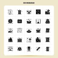 Solid 25 Eid Mubarak Icon set Vector Glyph Style Design Black Icons Set Web and Mobile Business ideas design Vector Illustration