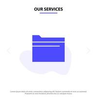 Our Services Folder File Data Storage Solid Glyph Icon Web card Template vector