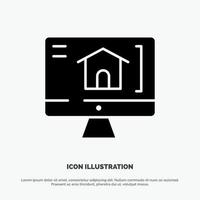 Computer Home House solid Glyph Icon vector