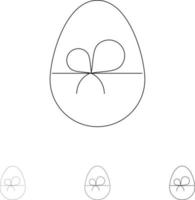 Egg Gift Easter Nature Bold and thin black line icon set vector