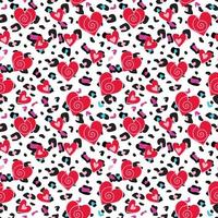 Seamless Pattern of Valentine's day with animals print on heart-Valentine's vector design