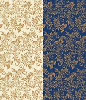 Seamless pattern of Damask, Elegant Scroll with Ivory and Blue Background vector