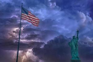 Statue of liberty New york city usa on storm background photo