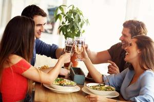 Group Of Friends Enjoying Meal In Restaurant photo