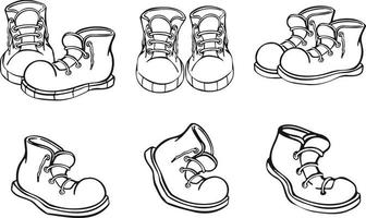 poner zapatos. diseño plano. botas de tobillo y media, zapatillas de deporte, mocasines, ilustraciones de mocasines vector