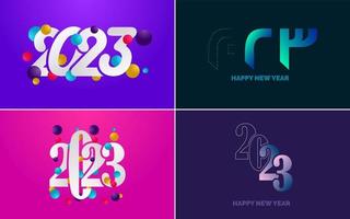 conjunto de diseño de logotipo 2023 feliz año nuevo. Plantilla de diseño de número 2023. decoración navideña 2023 símbolos de feliz año nuevo. diseño moderno de navidad para banner. red social. portada y calendario vector