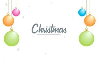 plano feliz navidad brillante bola decorativa elementos colgando fondo vector