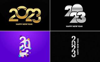 conjunto de diseño de logotipo 2023 feliz año nuevo. Plantilla de diseño de número 2023. decoración navideña 2023 símbolos de feliz año nuevo. diseño moderno de navidad para banner. red social. portada y calendario vector